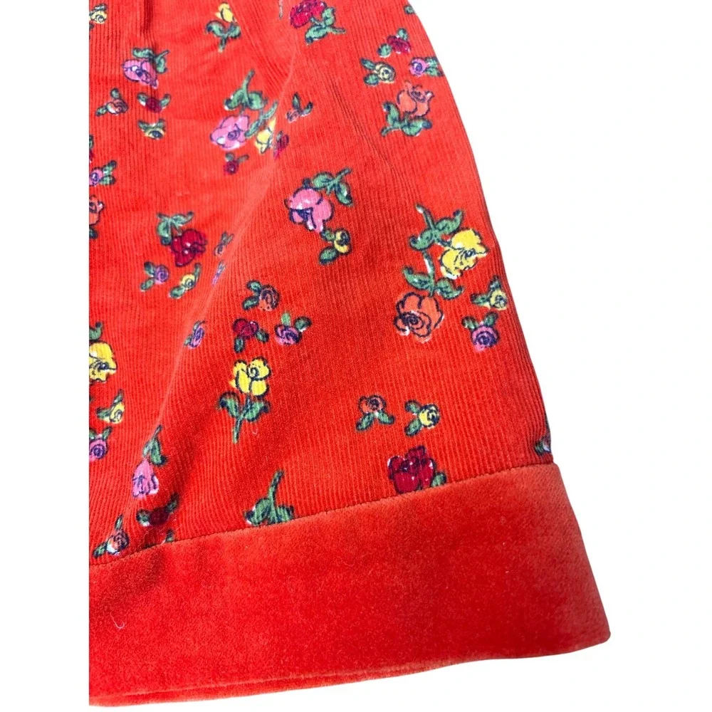 Laura‎ Ashley Mother Child Girls Floral Corduroy Dress Red Vintage 18 Months NWT